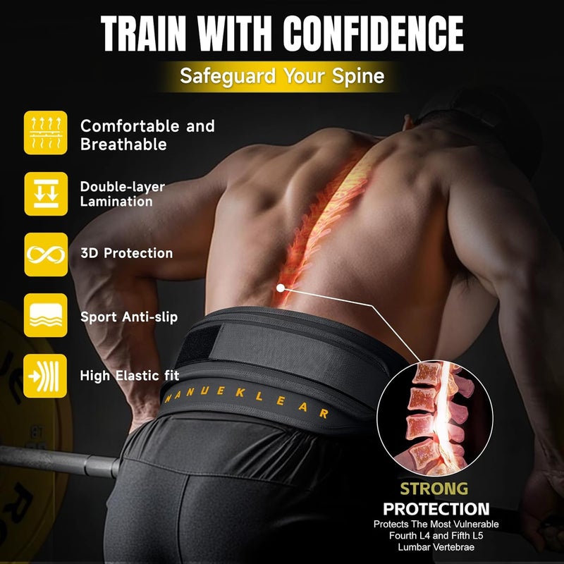 M MANUEKLEAR MANUEKLEAR 2-in-1 Weightlifting Belt & Dip Belt with 36.7 IN Rope, Double-Layer Weight Lifting Belts, Powerlifting Gym Weighted Belt for Pull Up Squat - Image 5